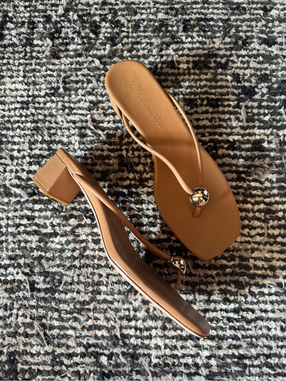 Loeffler Randall Odessa Block Heel Thong Sandals with Gold Sz 8 - Picture 3 of 5